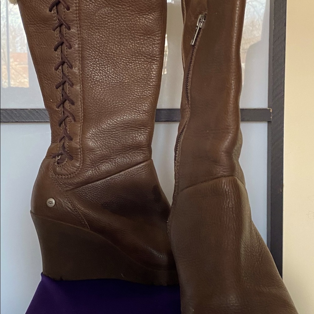 Wool trimmed leather Ugg Boots